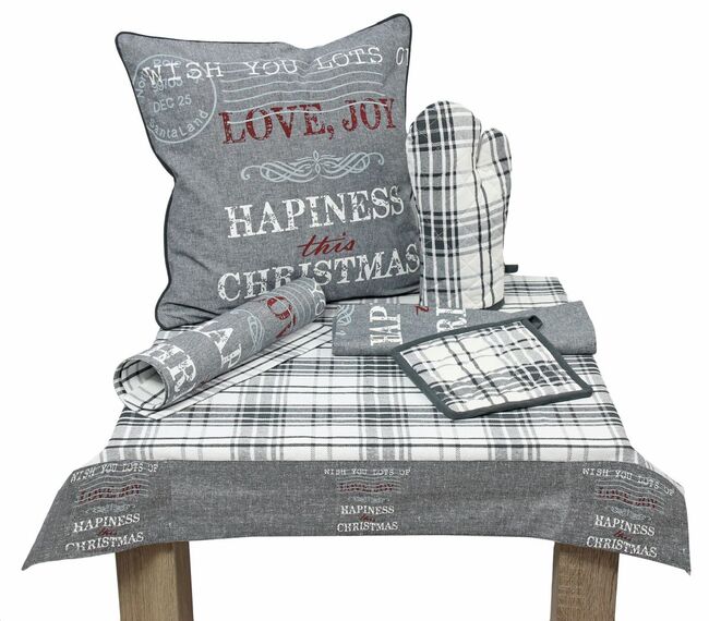 Christmas Love, obrus świąteczny w kratę, wym.140x220cm