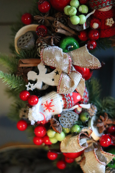 bożonarodzeniowy świąteczny wianek / stroik Gracja, śr.28cm