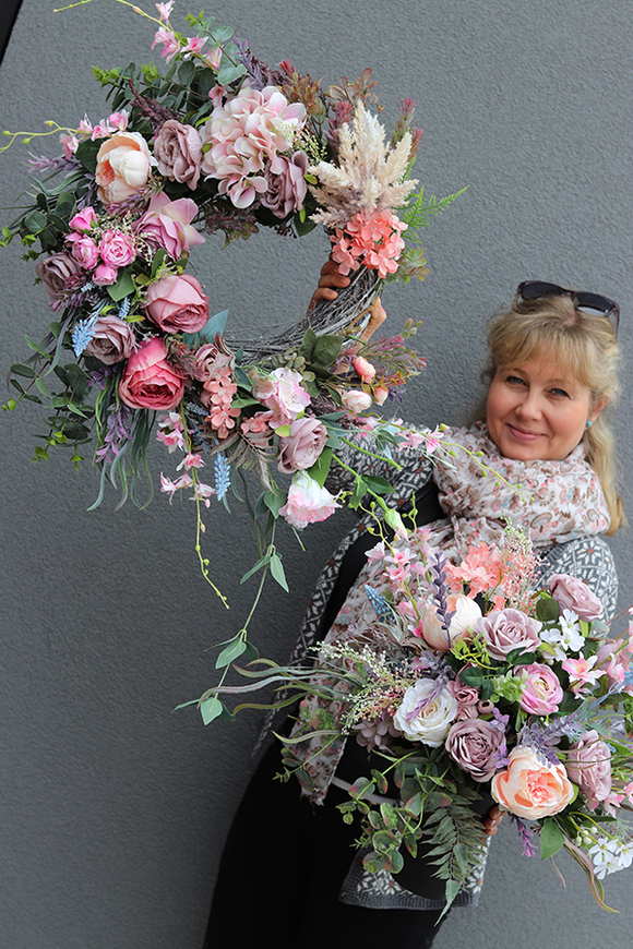 Bogactwo Natury Elegance, komplet dekoracji nagrobnych, wieniec + bukiet