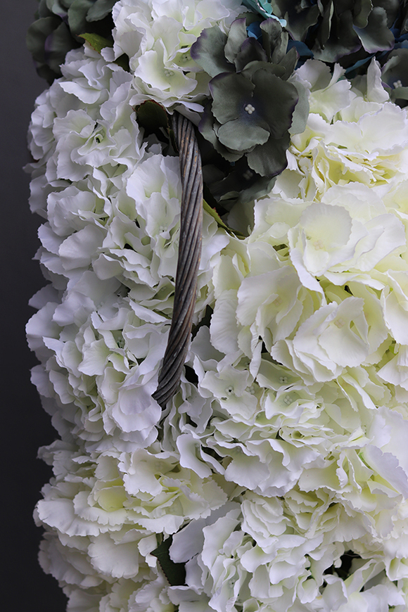 bogaty kosz z hortensjami Provance Sea wys.30cm, szer.60cm 