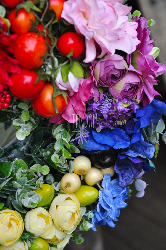 przepiękny wianek ozdobny Kolory Ogrodu, śr.38cm