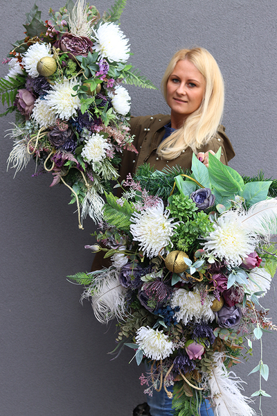 elegancka wiązanka nagrobna, Selendia, dł.67cm 