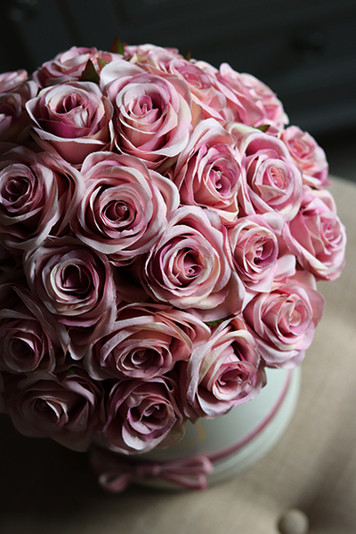 flowerbox różany Montana z aksamitką, wys.36cm