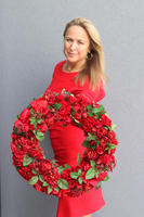 bogaty czerwony wianek, Red in Fire, śr.45cm