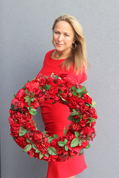 bogaty czerwony wianek, Red in Fire, śr.45cm