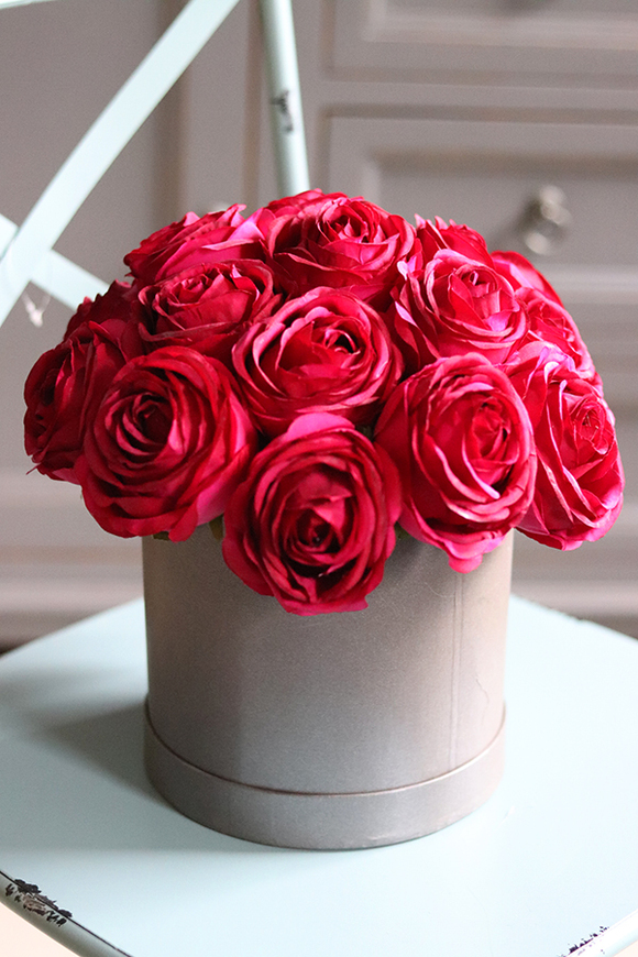 elegancki flowerbox z cyframi, Jubileo Amarantino, wys.34cm