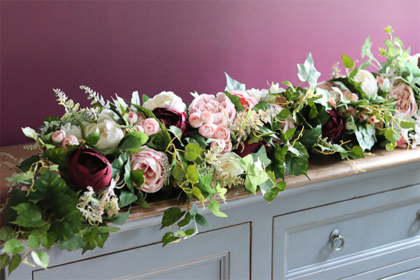 Beatrycze Bordo, elegancka girlanda kwiatowa, dł.100cm  