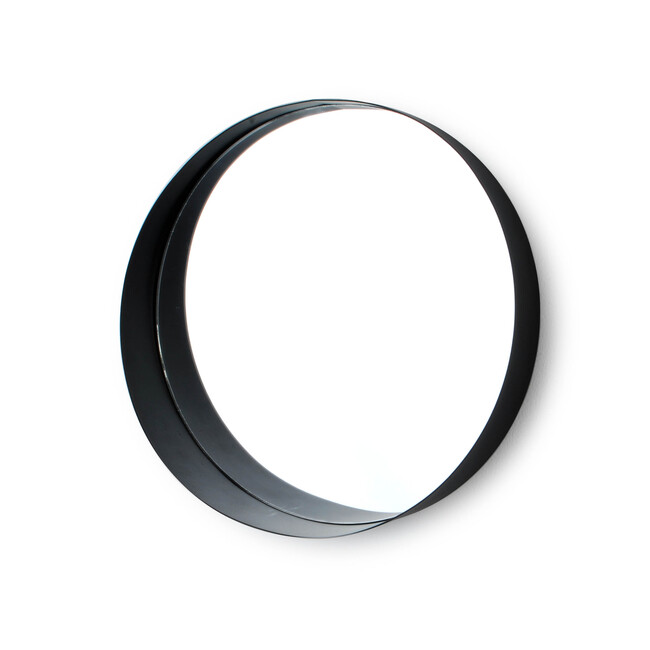 Rotondo Black, okrągłe lustro z asymetryczną ramą śr.30cm