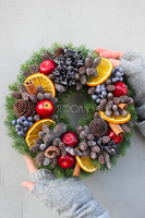 dekoracyjny wianek / stroik Wigilia II, śr.28cm