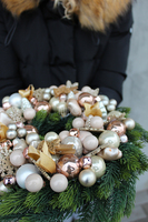 Golden Christmas dekoracyjny wianek / stroik, śr.28 cm