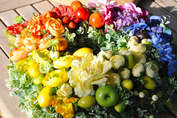 przepiękny wianek ozdobny Kolory Ogrodu, śr.38cm