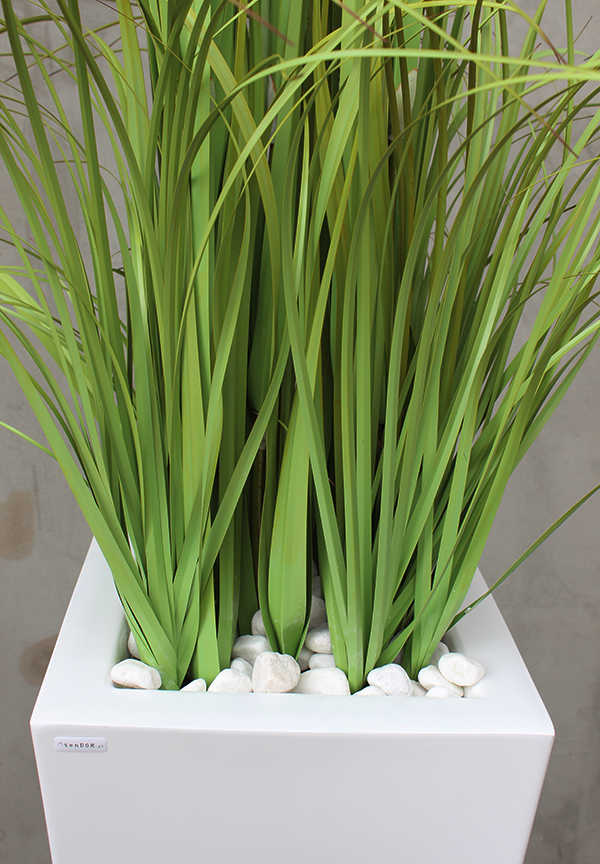 Delano, kompozycja w białej donicy z trawami, wym.196cm