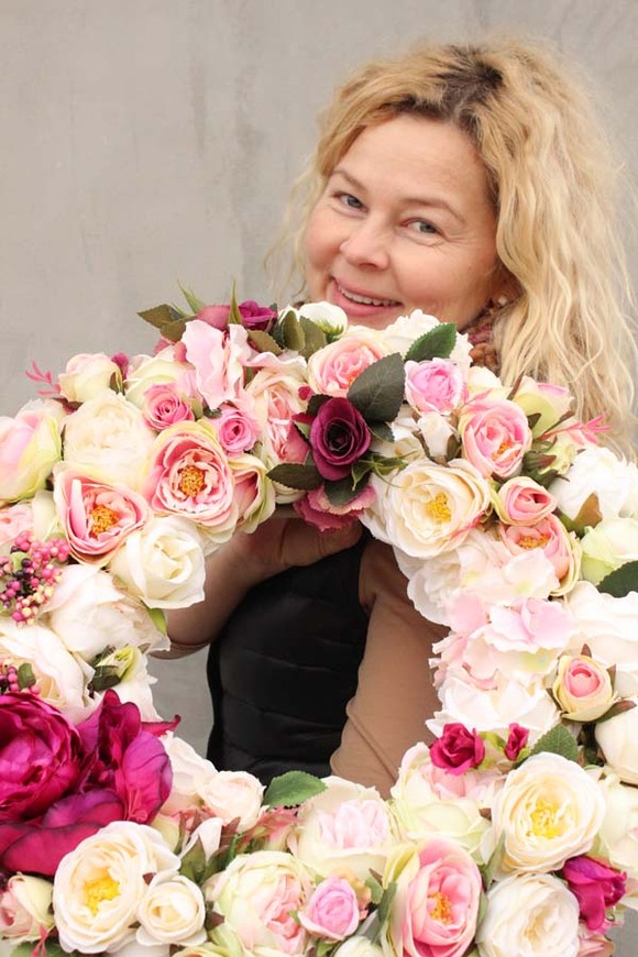 Delicja elegancki wianek na drzwi z kryształem, śr.45cm