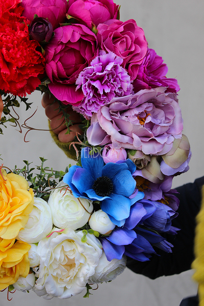 dekoracyjny, przepiękny wianek Bukiet Wiosenny 2, śr.34cm 