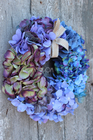 Niebiesko-Fioletowa Hortensja wianek na drzwi, śr.35cm  