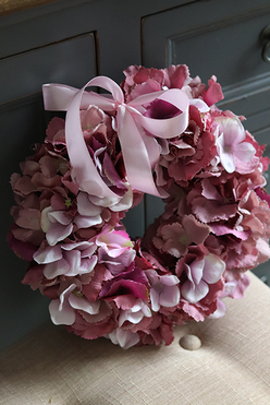 różowo-fioletowa Hortensja wianek na drzwi, śr.25cm 
