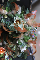Sukulento, wielkanocny wianek z rudymi piórami, śr.38cm