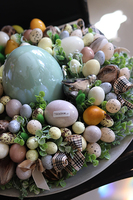 stroik wielkanocny na talerzu z jajem Renallo, śr.40cm 