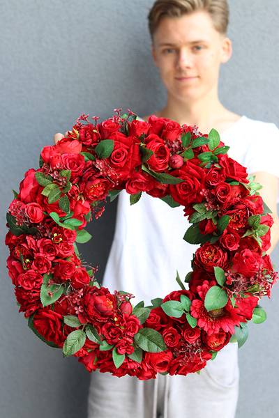 bogaty czerwony wianek, Red in Fire, śr.45cm