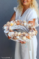 Bogactwo Plaży, marynistyczny wianek z brązowymi muszlami, śr.38cm