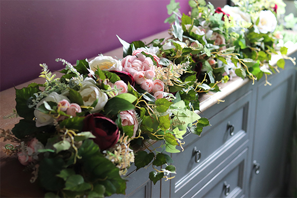 Beatrycze Bordo, elegancka girlanda kwiatowa, dł.100cm  