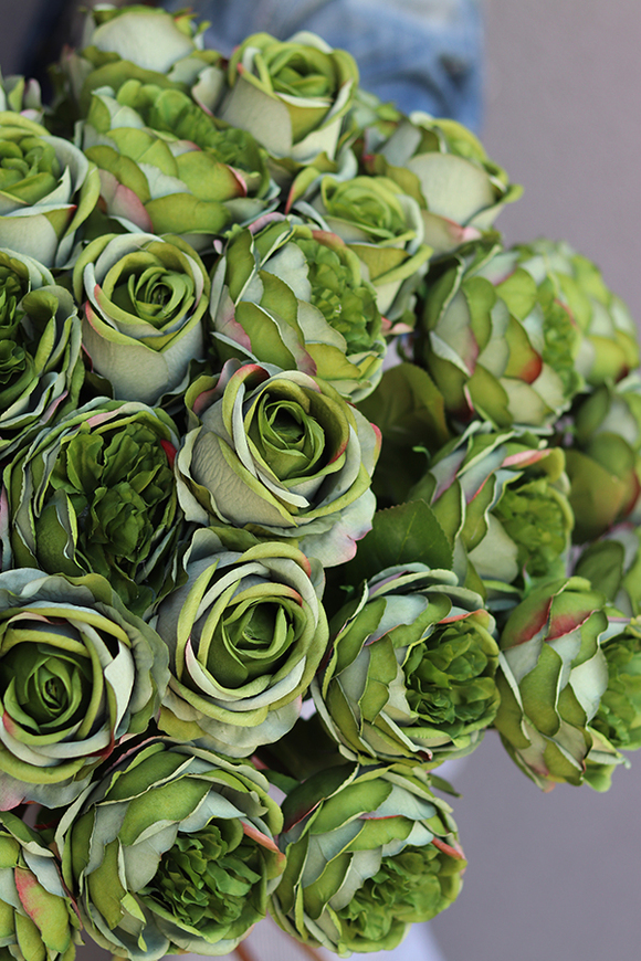 bukiet 41 zielonych róż, Rolania Green, dł.65cm