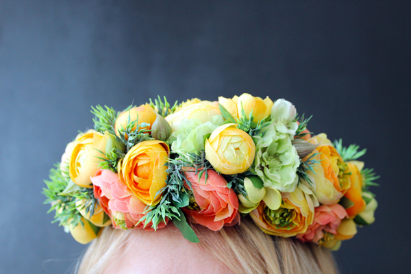 wianek na głowę Orange Flowers, rozmiar uniwersalny, dorosły