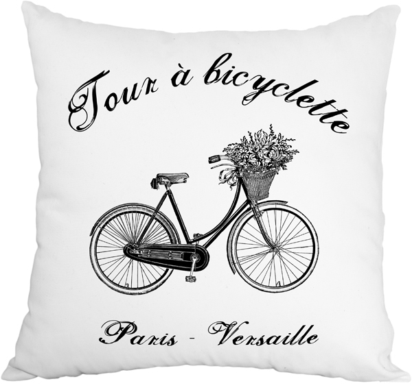 poduszka dekoracyjna biała Bicyclette 43x43cm