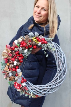 Christmas Joy, dekoracyjny wianek na drzwi śr.43cm