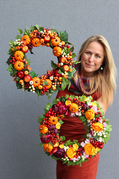 dyniowy wianek Polska Złota Jesień, śr.40cm