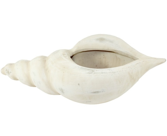Seashell White Long, doniczka / osłonka marynistyczna, wym.14x45x18cm