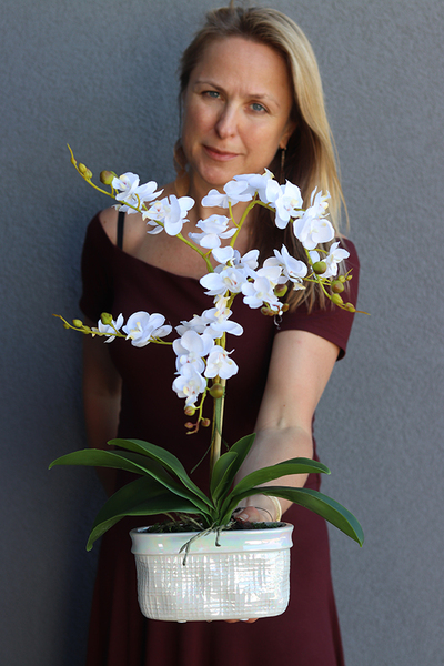 Mini Pearl, storczyk w osłonce z porcelany, wys.47cm