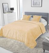 Cozy House, narzuta dekoracyjna 160x220cm + 2 poszewki 45x45cm, złoto