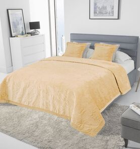 Cozy House, narzuta dekoracyjna 160x220cm + 2 poszewki 45x45cm, złoto