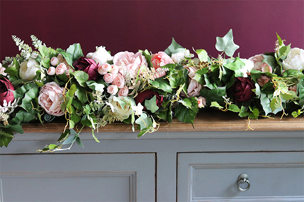 Beatrycze Bordo, elegancka girlanda kwiatowa, dł.100cm  