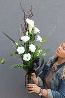 Karlitto Premium, bukiet nagrobny z kallą i eustomą, dł.70cm