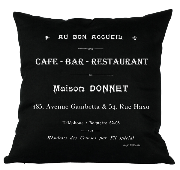 poduszka dekoracyjna czarna Cafe Bar 43x43cm