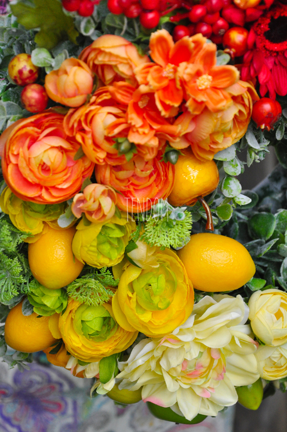 przepiękny wianek ozdobny Kolory Ogrodu, śr.38cm