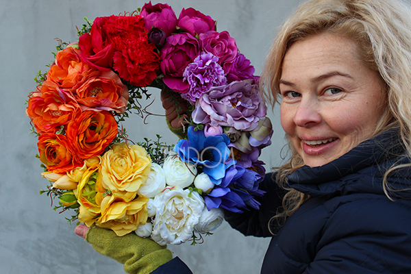 dekoracyjny, przepiękny wianek Bukiet Wiosenny 2, śr.34cm 