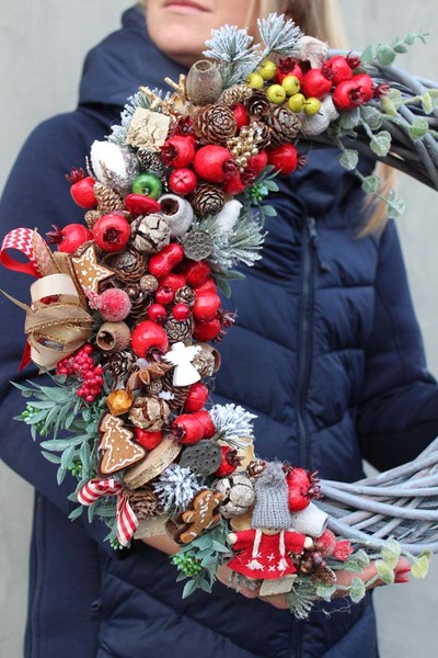 Christmas Joy, dekoracyjny wianek na drzwi śr.43cm