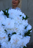 bardzo bogaty kosz z peoniami Biała Dama, wys.67cm 