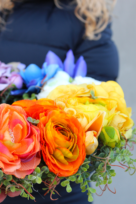 dekoracyjny, przepiękny wianek Bukiet Wiosenny 2, śr.34cm 