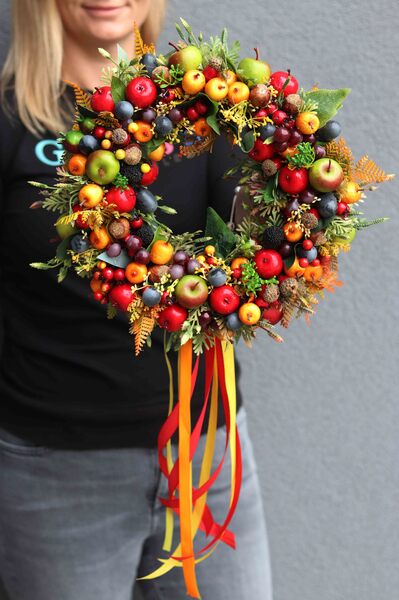 bardzo efektowny wianek Extra Autumn, śr.30cm 