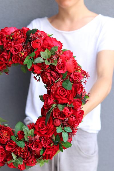 bogaty czerwony wianek, Red in Fire, śr.45cm