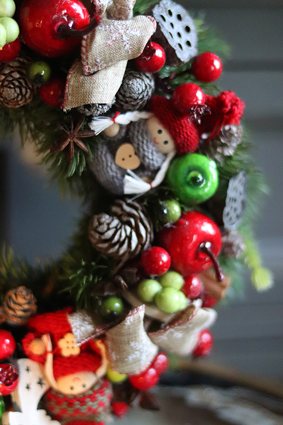 bożonarodzeniowy świąteczny wianek / stroik Gracja, śr.28cm