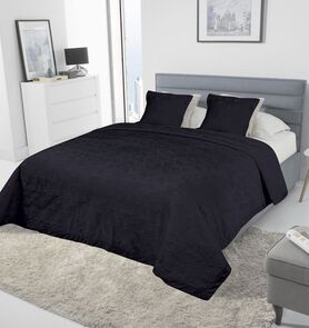 Cozy House, narzuta dekoracyjna 160x220cm + 2 poszewki 45x45cm, czerń