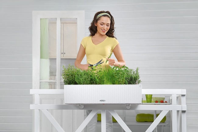 Balconera Cottage, elegancka donica z nawadnianiem, biała, dł.80cm