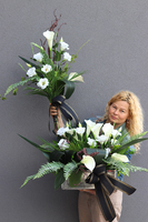 Karlitto Premium, bukiet nagrobny z kallą i eustomą, dł.70cm
