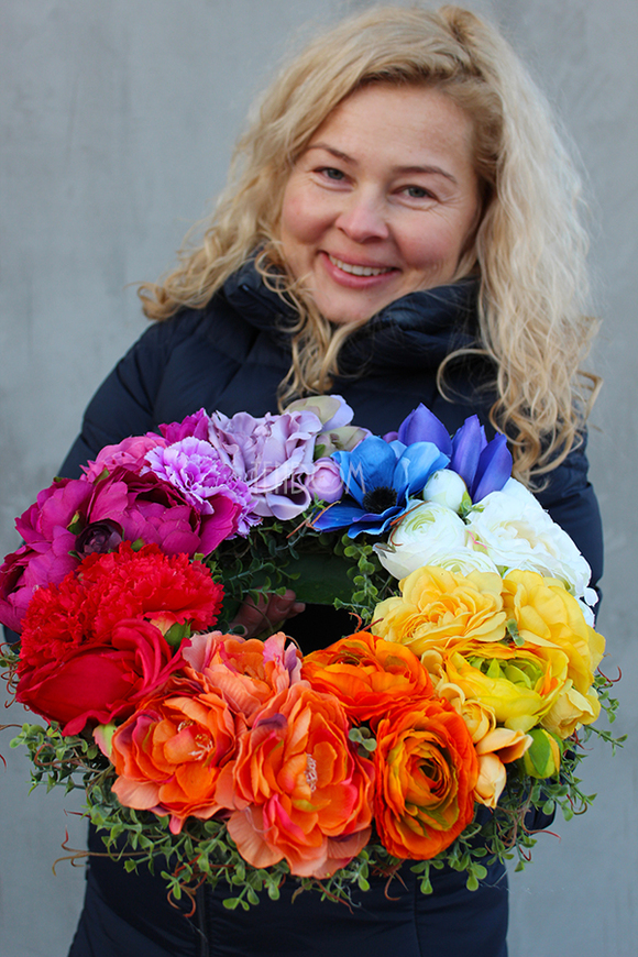 dekoracyjny, przepiękny wianek Bukiet Wiosenny 2, śr.34cm 