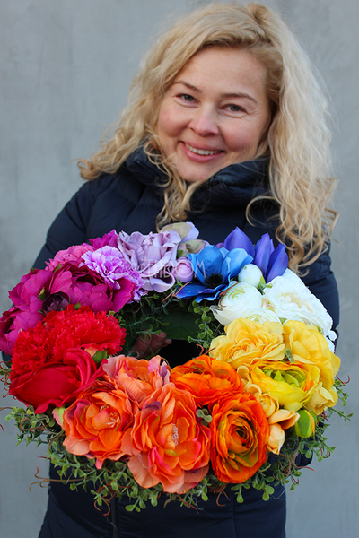 dekoracyjny, przepiękny wianek Bukiet Wiosenny 2, śr.34cm 